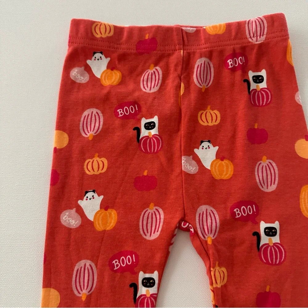 Old Navy 4T Toddler Girl Halloween Pajama Set Orange Pumpkin Ghost Boo